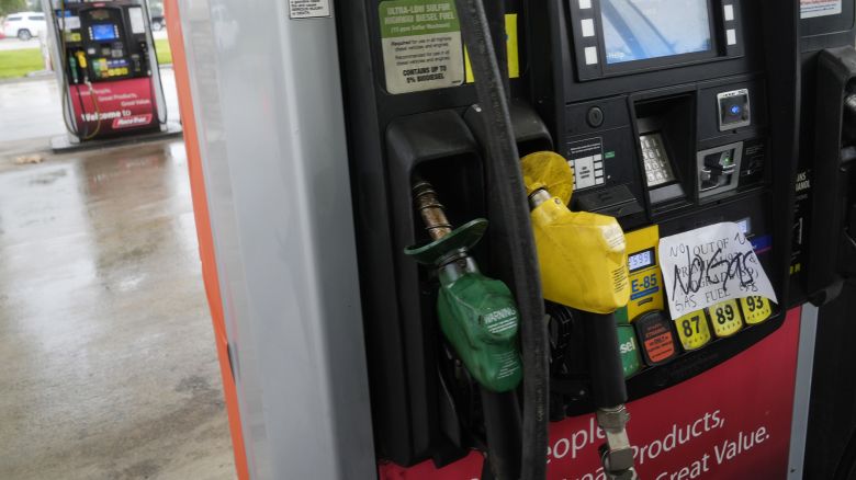 Pumps are closed at a gas station in Fort Myers Beach, Florida on Monday. About 11% of gas stations in Florida are without gas ahead of Hurricane Milton's arrival in the state.